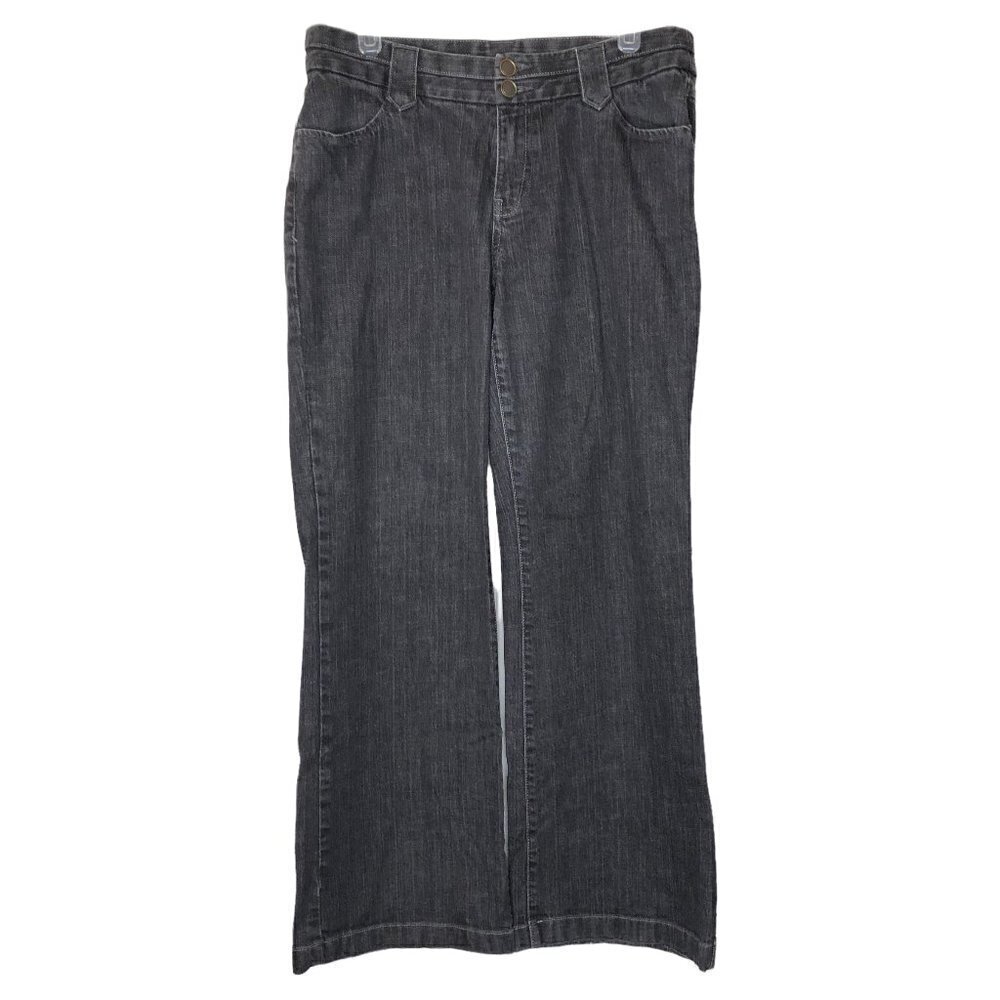 EDDIE BAUER - 99% Cotton “Curvy” Black Denim Gorpcore Flare Leg Jeans - Size 10